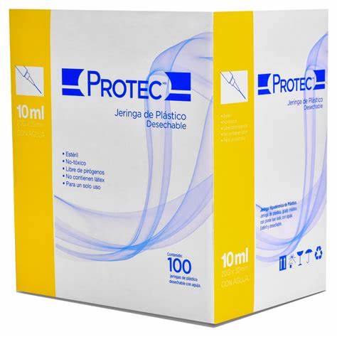 JERINGA DE 10ML CON AGUJA CAJA CON 100 PIEZAS