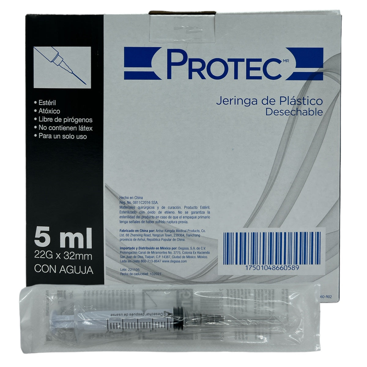 JERINGA DE 5ML CON AGUJA CAJA CON 100 PIEZAS